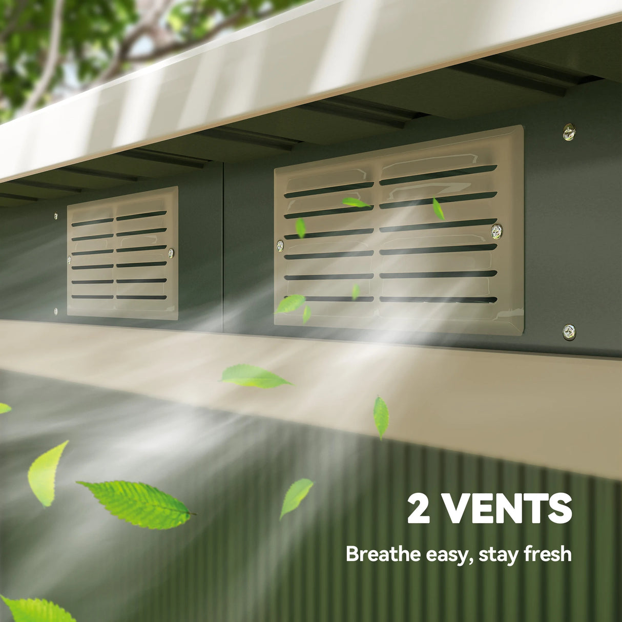 Outsunny 9ft x 4ft Metal Garden Shed, Outdoor Tool House with Foundation Kit, Ventilations and Double Doors, Light Green