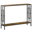 HOMCOM Industrial Console Table with Storage Shelf, Narrow Hallway Dressing Desk with Metal Frame for Living Room, Bedroom, Rustic Brown