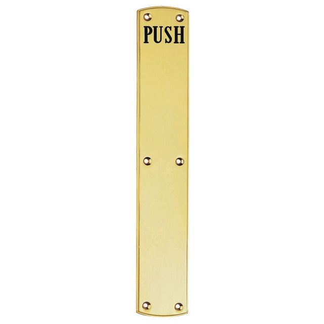 PUSH PLATE (ENGRAVED) - POLISHED BRASS - 457MM X 76MM - EACH