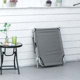 Outsunny Reclining Sun Lounger Chair Folding Camping Bed with 4-Position Adjustable Backrest, Grey