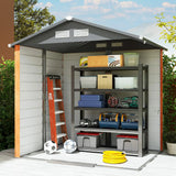 Outsunny 6.5 x 5ft Metal Garden Shed, House Hut Gardening Tool Storage with Ventilations, Sliding Door, Sloped Roof for Garden, Patio, Brown