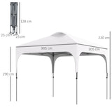 Outsunny 3 x 3(M) Pop Up Gazebo, UPF 50+ Foldable Canopy Tent with Wheeled Carrybag, 4 Leg Weight Bags, Height Adjustable Marquee Shelter 1 person easy setup for Outdoor Garden Patio Party, White