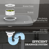 HOMCOM Outdoor Utility Sink, Stainless Steel Free Standing Single Bowl Kitchen Sink with Cold and Hot Water Pipe and Storage Shelf for Laundry Garage, 55 x 50 x 100 cm