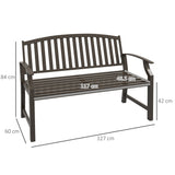 Outsunny Two-Seater Simple Metal Bench - Brown