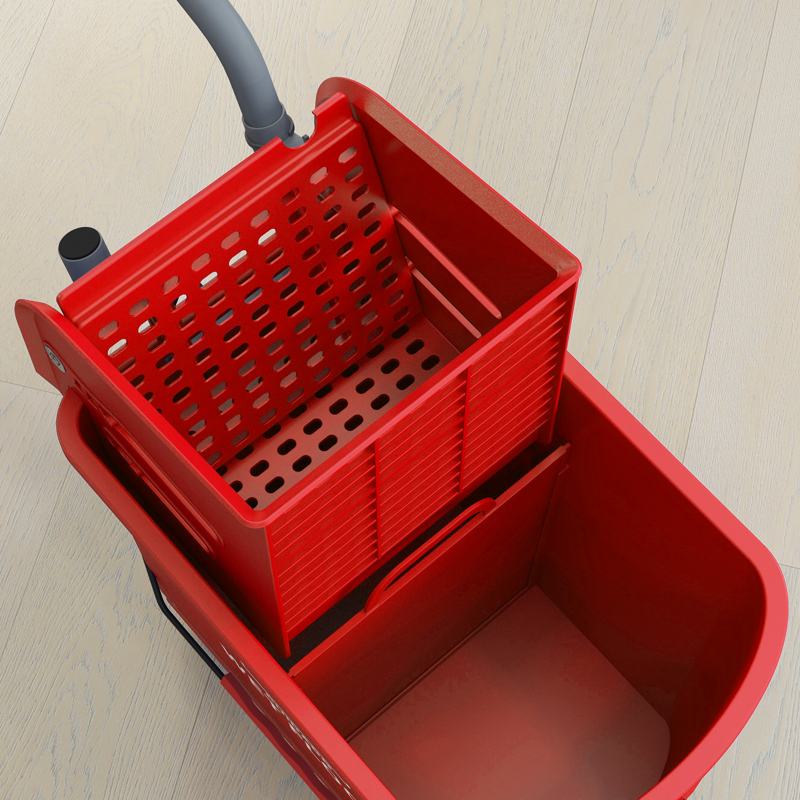 HOMCOM 20L Mop Bucket on Wheels, with Water Separation Panel - Red