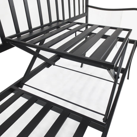 Outsunny Metal Bench W/Table,  150Lx53Wx95H cm
