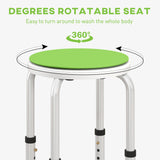 HOMCOM 360 Swivel Shower Chair, Height Adjustable Aluminium Shower Stool with Non-Slip Feet for Disabled, Elderly, Green