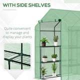 Outsunny Walk in Garden Greenhouse with Shelves Polytunnel Steeple Green house Grow House Removable Cover 143x138x190cm, Green