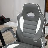 Vinsetto Computer Gaming Chair, Office Desk Swivel Chair, PU Leather Racing Chair with 90 Flip-up Armrest, Adjustable Height and Rolling Wheels, Grey
