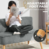 HOMCOM Modern Corduroy Double Seat Sofa w/ Wood Frame Foam Padding High Back Soft Comfortable Compact Couch Grey