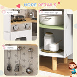 AIYAPLAY Toy Kitchen, Kids Play Kitchen, Role Playing Game with Phone, Ice Maker, Stove, Utensils, for 3-6 Years, White