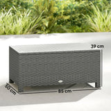 Outsunny Rattan Garden Coffee Table with Glass Top, Light Grey