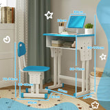 HOMCOM Kids Adjustable Desk and Chair Set, Book Stand, Pen Slot - Blue