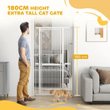 PawHut 180cm Extra Tall Pet Gate with 3.5 cm Narrow Gap, Pressure Mounted No Drilling Cat Gate for Doorways, 76-104cm Width
