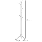HOMCOM Eight-Hook Wooden Coat Rack - White