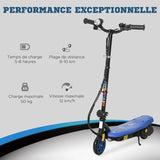 HOMCOM Foldable Electric Scooter, with LED Headlight, for Ages 7-14 Years - Blue