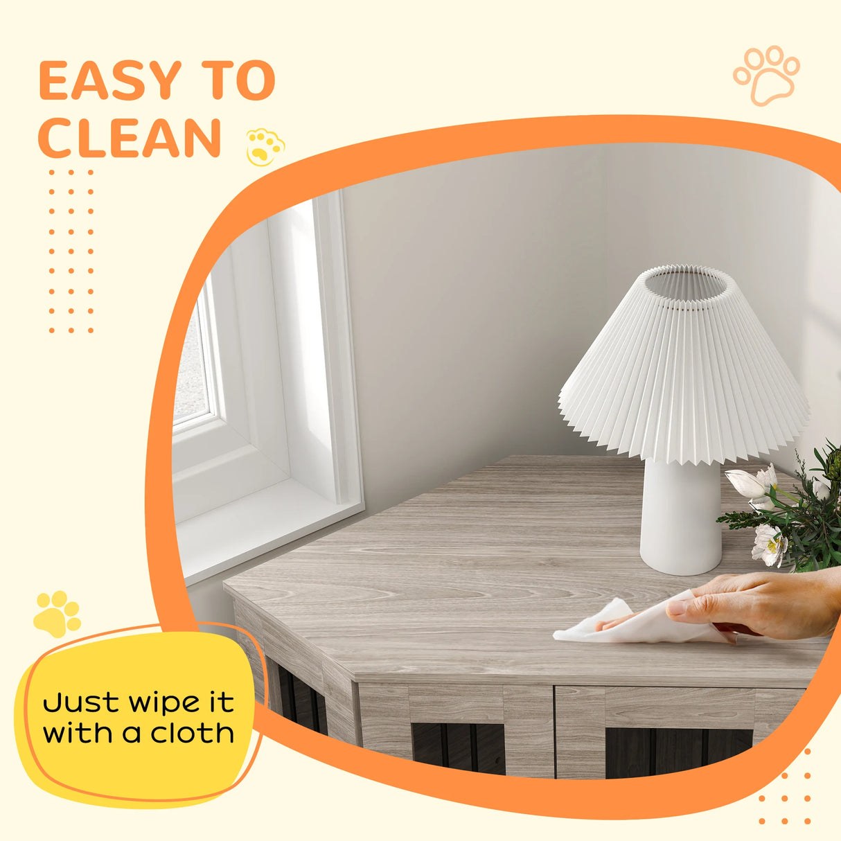 PawHut Dog Crate Furniture Side Table, with Cushion, 104 x 55 x 63cm - Walnut Brown