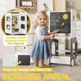 AIYAPLAY Toddler Step Stool, 4 in 1 Standing Tower, Foldable Toddler Step with Safety Rail, for Kitchen, Bathroom, Grey