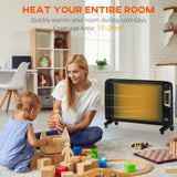 HOMCOM Mica Electric Space Heater, Portable Heater for Home with 2 Heat Settings, Living Room, Study, Garage, Adjustable Temperature 18-30C, 1000W/2000W, Black