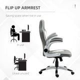 Vinsetto Computer Gaming Chair, Office Desk Swivel Chair, PU Leather Racing Chair with 90 Flip-up Armrest, Adjustable Height and Rolling Wheels, Grey