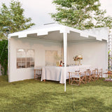 Outsunny 3 x 4 m Garden Gazebo Shelter Marquee Party Tent with 2 Sidewalls for Patio Yard Outdoor - White