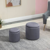 HOMCOM Modern Storage Ottoman with Removable Lid, Fabric Storage Stool, Foot Stool, Dressing Table Stool, Set of 2, Grey