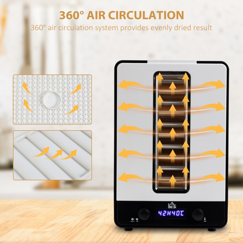 HOMCOM 11-Tray Food Dehydrator, 40-70℃ Temperature and Timer