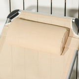 Outsunny Foldable Outdoor Sun Loungers Set of 2, Reclining Lounge Chair Camping Bed Cot with Pillow 4-Level Adjustable Back Aluminium Frame, Khaki