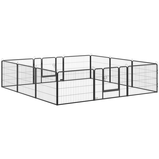 PawHut 12 Panels Heavy Duty Puppy Playpen, for Small Dogs, Indoor and Outdoor Use - Silver