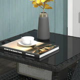 Outsunny Two-tier PE Rattan Square Coffee Table - Black