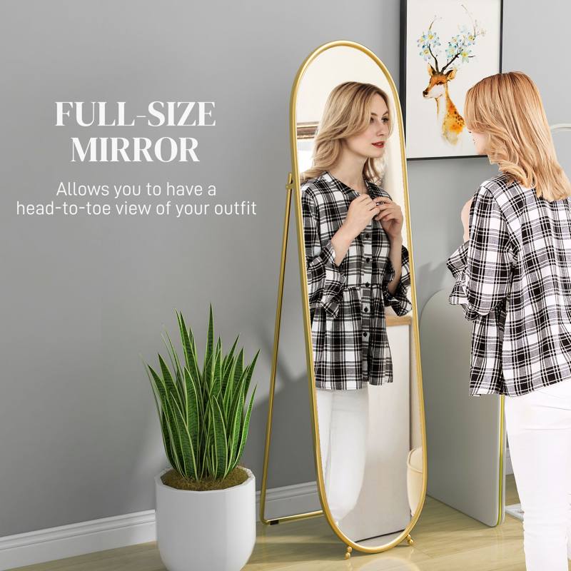 HOMCOM Two-Way Curved Full Length Mirror - Gold Tone