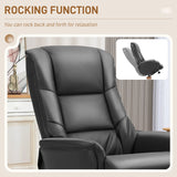 HOMCOM Rocking Recliner Chair with Footstool, PU Leather Recliner Armchair with Wood Base, Upholstered Reclining Chair for Living Room Bedroom, Black