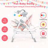 Portable 2-in-1 Baby Swing with 3 Swing Speed and 3 Timer Settings-Pink