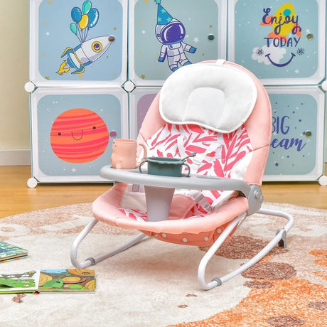 Portable 2-in-1 Baby Swing with 3 Swing Speed and 3 Timer Settings-Pink