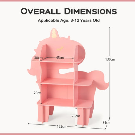 Kids Bookcase Toy Storage Organizer with Open Storage Shelves-Unicorn