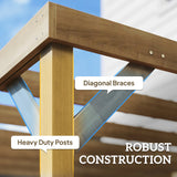 Outsunny Lean-To Wooden Pergola Kit, Decorative Garden Gazebo with Stable Structure and Concrete Anchors, 3 x 3 m, Light Brown