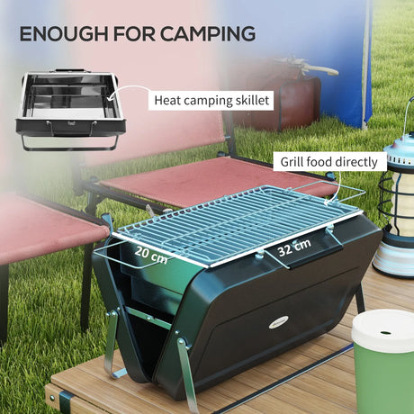 Outsunny Metal Suitable-Style Portable BBQ Grill - Black