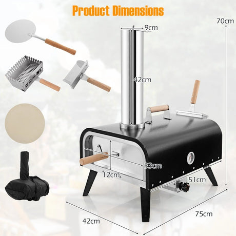 Stainless Steel 3-Layer Oven with Thermometer Pizza Peel and Carry Bag
