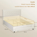 HOMCOM Double Ottoman Bed Frame, with Front Drawer - Cream