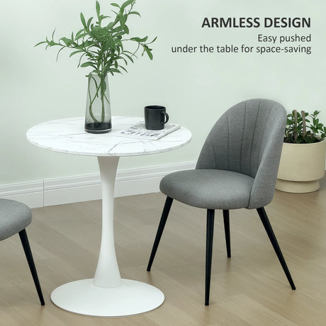 HOMCOM Dining Chairs Set of 2, Modern Upholstered Kitchen Chairs with Metal Legs, Shell Backrest and Padded Seat for Dining Room, Bedroom, Living Room, Vanity, Grey