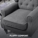 HOMCOM Teddy Fleece Retro Wingback Chair - Grey