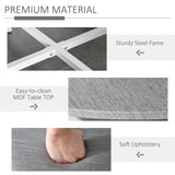 HOMCOM Modern Round Dining Table Set with 4 Upholstered Stools for Dining Room, Kitchen, Grey