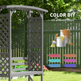 Outsunny Garden Bench, Wooden Garden Arbour with Seat for Vines/Climbing Plants, Grey