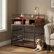PawHut Dog Crate Furniture, Dog Cage with Rotatable Feeding Station and Storage Shelves, End Side Table Indoor Pet Kenne
