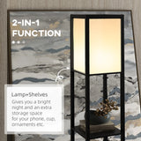 HOMCOM Modern Shelf Floor Lamp with Dual Ambient Light, Standing Lamp Living Room, Bedroom, 156cm, Black