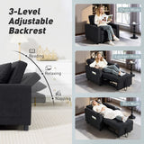 HOMCOM 3-in-1 Single Sofa Bed, Convertible Sleeper Chair Bed - Black
