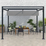 Outsunny Aluminium Pergola with Retractable Roof, 3x4m Garden Shelter for Patio Deck in, Dark Grey