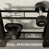 SPORTNOW 4-Tier Dumbbell Rack, Heavy-Duty Weight Rack for Dumbbells, Kettlebells and Multiple Balls, 200 KG Capacity, Black
