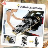 PawHut Dog Pram, Pet Stroller with Reflective Strips, Foldable Cat Stroller with 360 Swivel Wheels, Grey