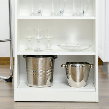 HOMCOM Bar Table, Dining Table with 4-Tier Storage Shelf for Breakfast Bar, Kitchen, Dining Room, Living Room, Grey